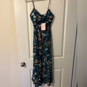 Blue floral midi dress